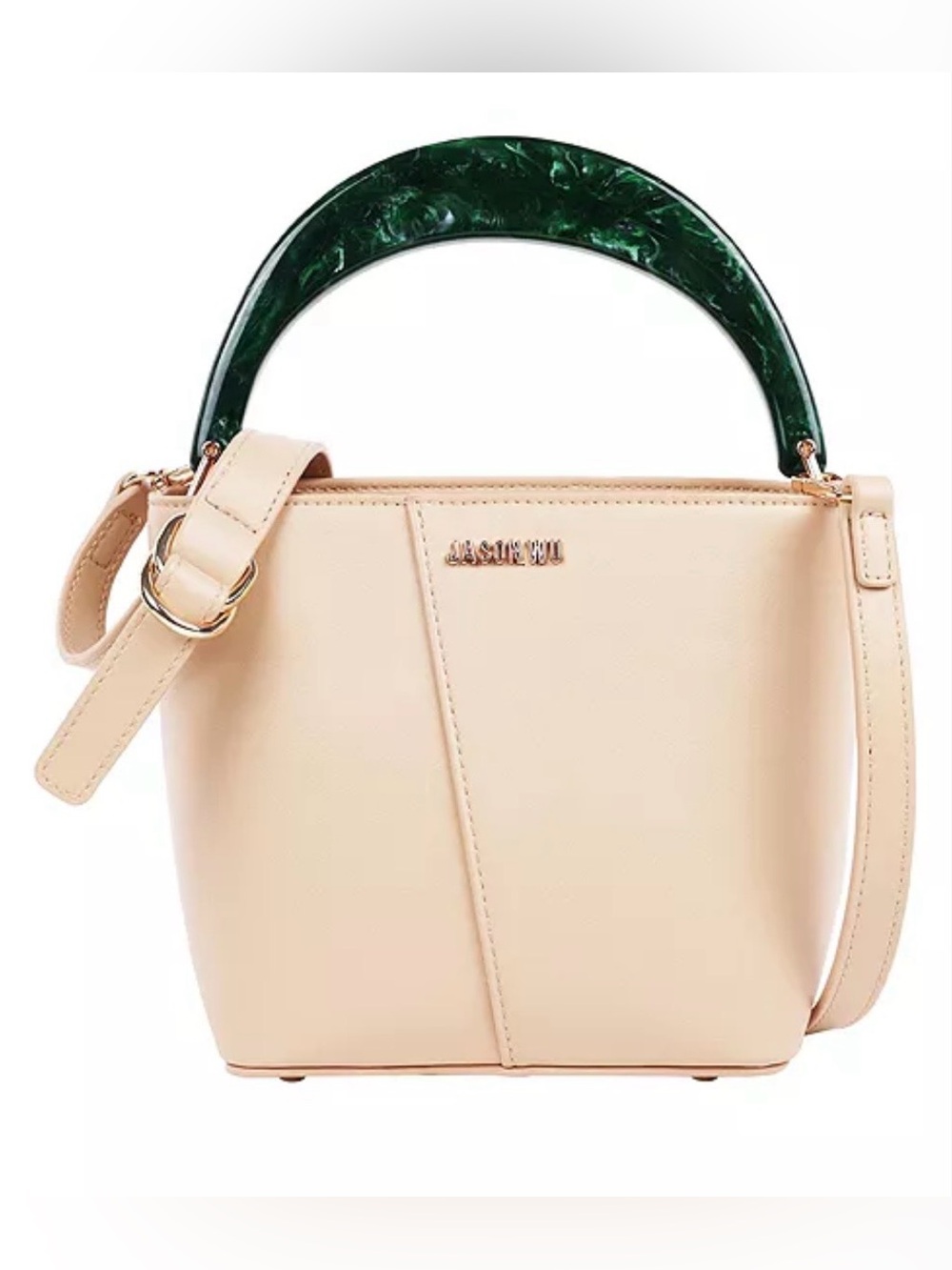 Jason Wu Tan Crossbody Bag with Green Marble Accent Top-Handle